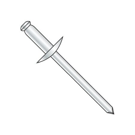 Newport Fasteners Blind Rivet, Large Flanged Head, 3/16 in Dia., 0.45 in L, Aluminum Body, 2500 PK 887891